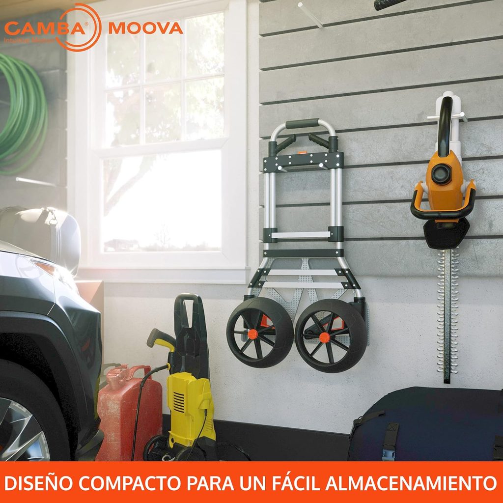 CAMBA Moova Carretilla de Mano; Carro Plegable de Aluminio; Tecnología de Ruedas para Subir Escaleras; Capacidad de Carga de 100Kg para Trabajo Pesado