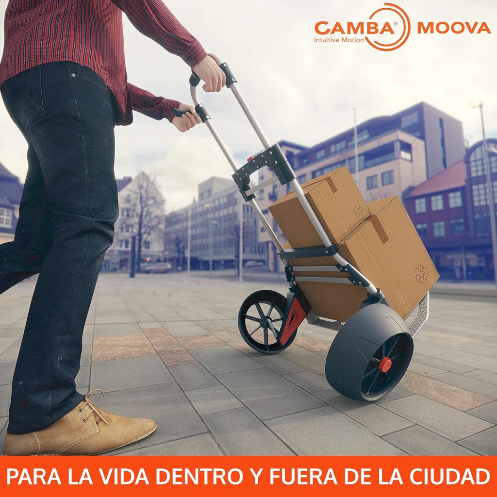 CAMBA Moova Carretilla de Mano; Carro Plegable de Aluminio; Tecnología de Ruedas para Subir Escaleras; Capacidad de Carga de 100Kg para Trabajo Pesado
