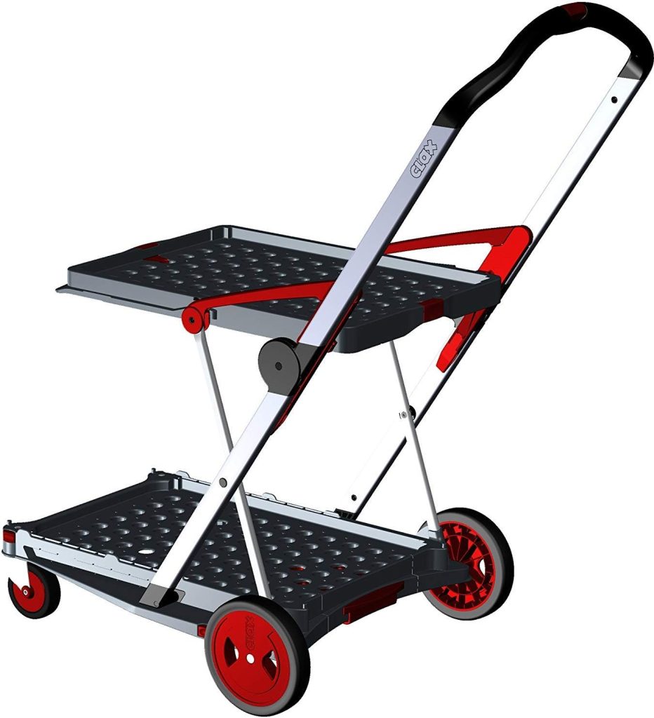 CLAX® Carro de transporte, carrito plegable, carrito de mano, sin caja plegable, rojo