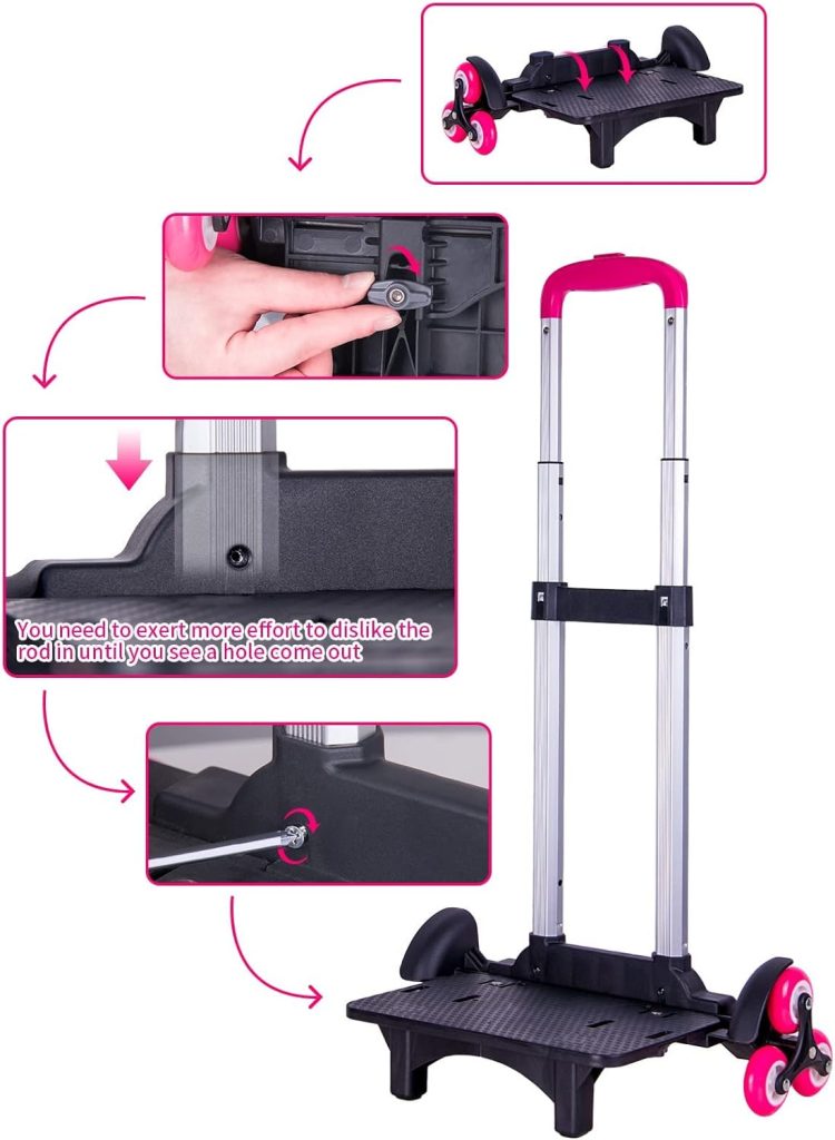 Trolley para Mochila - Carretilla con Ruedas Carretilla Plegable y no Plegable de la aleación de Aluminio de la Mano para la Mochila
